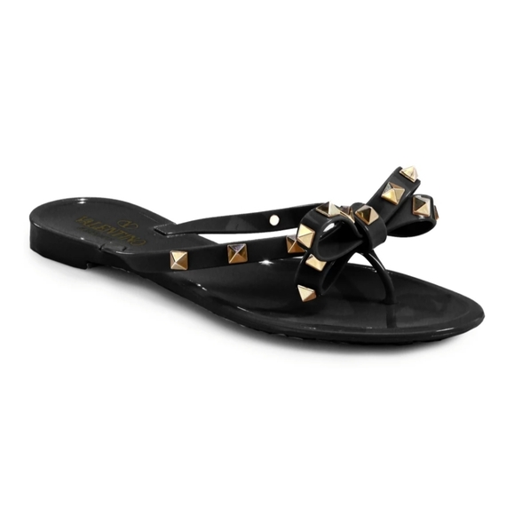 Valentino Garavani rockstud bow jelly thong sandal - Picture 1 of 4